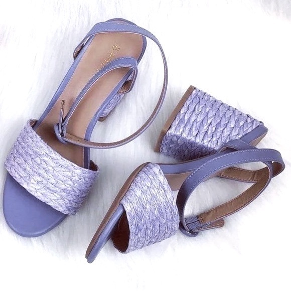 NEW Bamboo Maddy-02 ankle strap, braided raffia block heel sandals - Picture 3 of 4